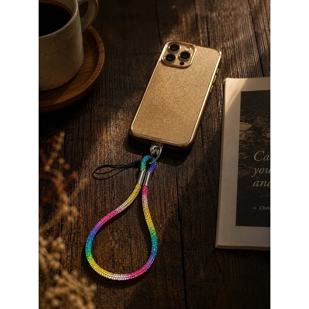 Rainbow Rhinestone Phone Wrist Strap - Picture 3 of 5